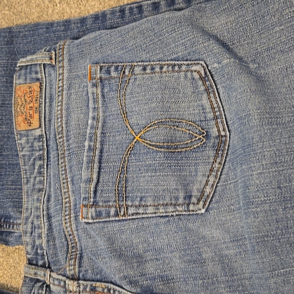Paris Blues Jeans Womens Size 17 Light Blue Distressed Flare Leg - Picture 13 of 14